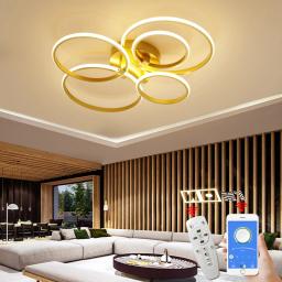 NEO Gleam-Luminária Moderna de Teto LED, Luminárias Doméstica, Sala de Estar, Quarto de Estudo, Cor Dourada, 90-260V - Image 2
