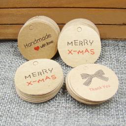 Marrom e Livro Branco Etiqueta de Presente Tag, Handmade Jóias Encantos Tag, Favores Do Casamento Redondo, Biscoitos Tag Decorativo, Multi Bonito, 100Pcs - Image 3