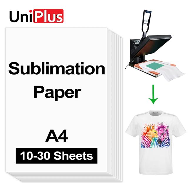 Pacote com 10 Folhas A4 de Papel de Transferência Térmica para Sublimação em Impressoras a Jato de Tinta - Ideal para Roupas e T-Shirts