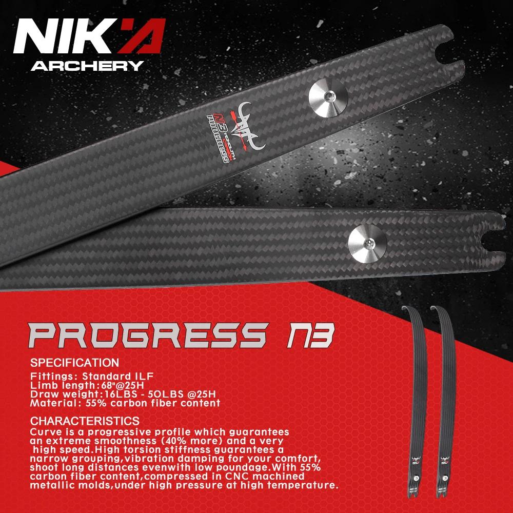 Nika membros curvo, N3 membros curvo recurvo, 55% fibra de carbono, Logo pequeno BULL, 22-46lbs, 1 par - Image 1