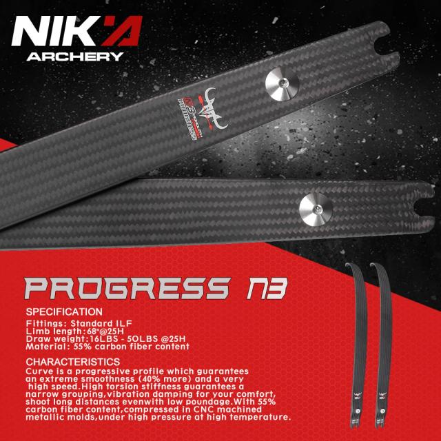 Membros Curvos Nika N3 com 55% Fibra de Carbono - 22-46lbs - Par com Logo BULL