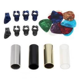 Guitarra Slide Picks Kit com Caixa, Aço Inoxidável, Slides, Polegar, Dedo, Celulóide, Ukulele - Image 2
