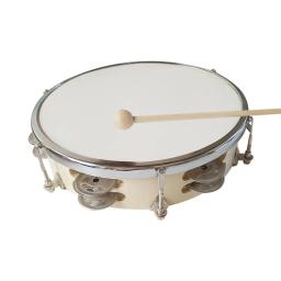 Tambor de mão com dupla linha jingles tamborim handbell, instrumento de percussão para crianças e adultos, 8 in, 10 in - Image 2