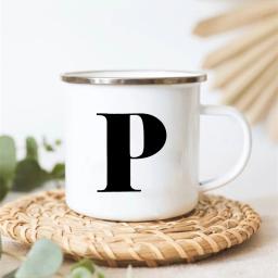 Canecas com estampa de letras, xícaras criativas de café, chá, bebidas, sobremesa, café da manhã, copo de leite, canecas esmaltadas, alça, presentes para crianças e amigos - Image 4