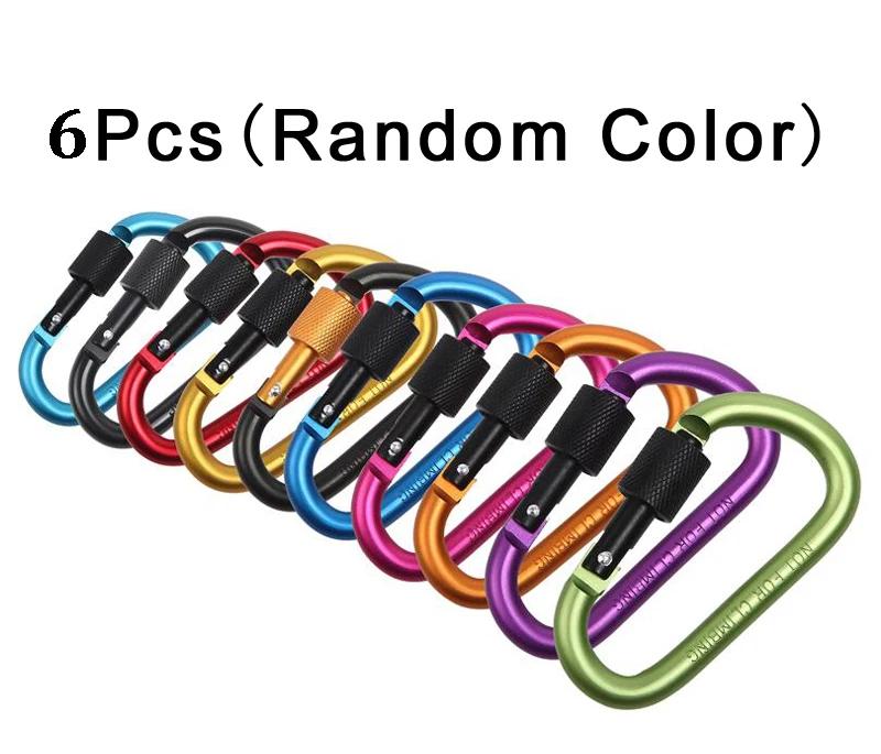 Mosquetão Escalada Travel Kit, Camping Equipment, Alloy Aluminum, Survival Gear, Camp, Montanhismo Gancho, ao ar livre, 6pcs - Image 1