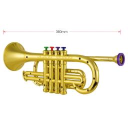 Instrumentos Musicais de Sopro, ABS, Metálico, Dourado, Trompete com 4 Chaves Coloridas - Image 2