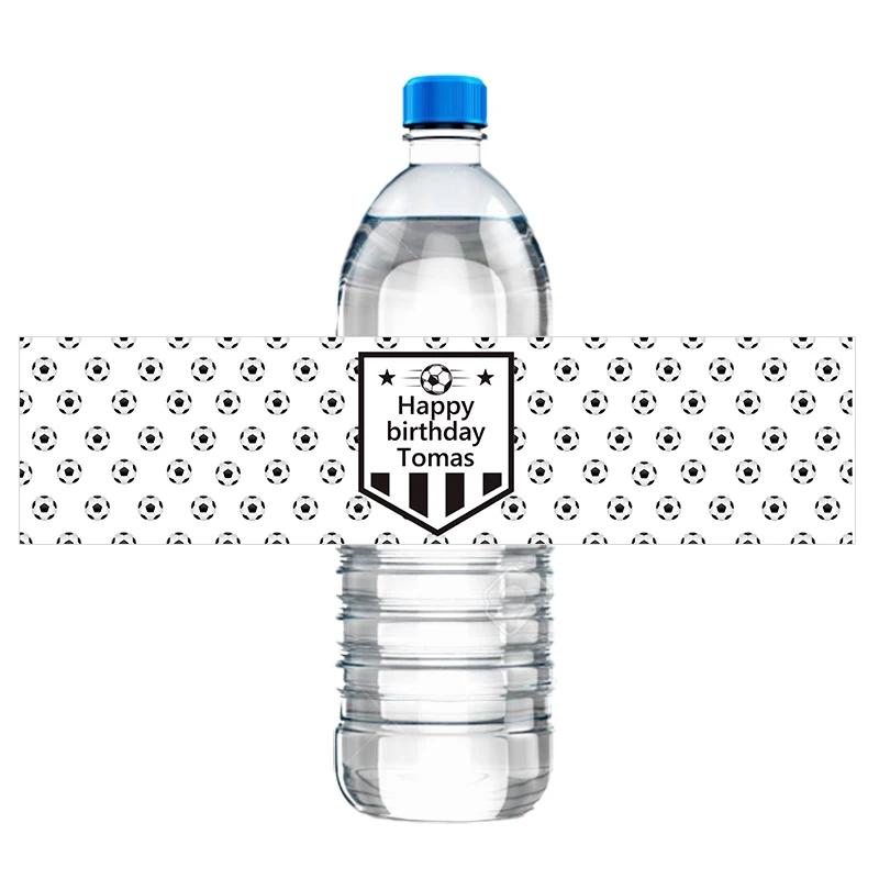 30 pçs personalizar futebol futebol tema garrafa de água adesivos crianças festa de aniversário decoração suprimentos de garrafa de água de futebol etiquetas - Image 1