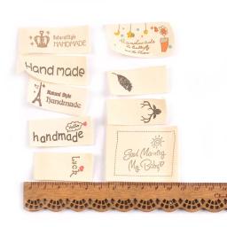 Mistos etiquetas de roupas bege, artesanal, algodão impresso, etiqueta tecida para acessórios de costura, etiquetas do vestuário, artesanato lavável, CP2395, 50PCs - Image 3
