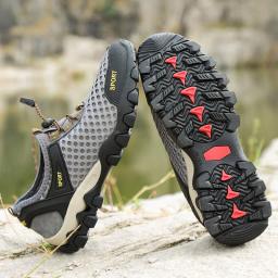 Tênis de caminhada de malha respirável masculino, tênis de trekking, esporte ao ar livre, antiderrapante, caqui, secagem rápida, venda quente, verão - Image 6