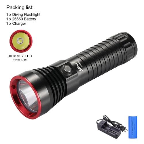 Asafee-led Lanterna de Mergulho XHP70 3000 Lumens Profundidade 80m