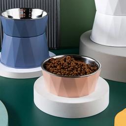 Comida de gato tigela de aço inoxidável alta pé cão tigela pescoço protetor de comida de gato tigela de água anti-derrubamento tigela alimentador de animais de estimação tigela suprimentos - Image 3