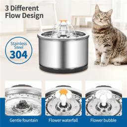 Bebedouro automático com filtro, Pet Drink Fountain, Suprimentos de água de aço inoxidável para gato e cachorro, 2L - Image 5