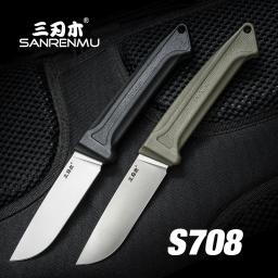 SANRENMU-Faca de lâmina fixa, S708, 12C27, acampamento ao ar livre, caça, sobrevivência, pesca, utilitário tático com bainha, EDC Tool Knives - Image 2