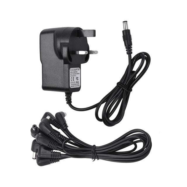 Adaptador de Pedal para Guitarra com Fonte de Alimentação e Cabo de Corrente de 8 Saídas em Ângulo Reto para Efeitos Musicales