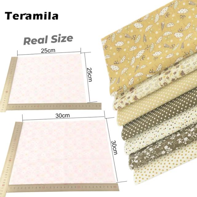 Conjuntos de Tecidos de Algodão Artesanais para Patchwork e Bordado - Teramila 30x30cm e 25x25cm, 7 ou 8 Peças
