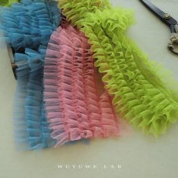 Tecido de malha macia, artesanato de costura plissado, DIY Bolo Saia Material, Rosa Verde e Azul, atacadores de clarete, 18cm de largura, 1m - Image 1