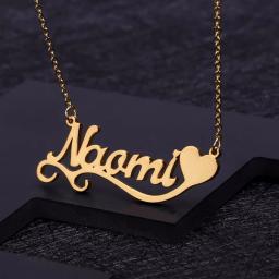 Colar com nome personalizado com símbolo de coração, colar cursivo com placa de identificação de aço inoxidável, presente artesanal para mulheres, gargantilha - Image 2