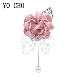 YO CHO-Corsage de pulso para dama de honra, pulseira casamento para dama de honra, flores de seda para homens - Image 4