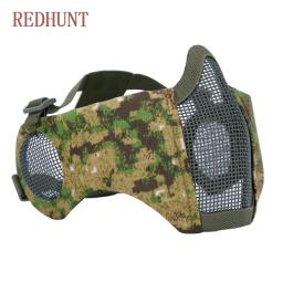 Airsoft tático meia máscara facial militar respirável paintball máscara protetora malha máscara de arame de aço para a caça tiro - Image 1
