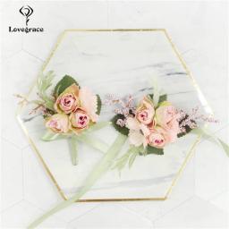 Pulseira madrinha corsage, bracelete de seda com rosas e flores, pulseira feminina, para casamentos, artesanatos - Image 1