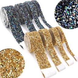 QIAO-Auto-adesivo Strass Trim, Glitter Crystal Tape, Strass Ribbon Cadeia, DIY Artesanato Decorações - Image 4