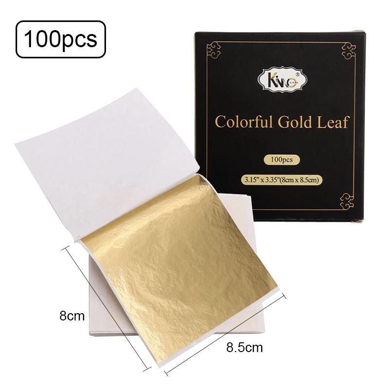 100 pçs/set arte artesanato design papel dourado imitação de ouro tira cobre folha papéis diy artesanato decoração folhas folhas 8x8.5cm - Image 1