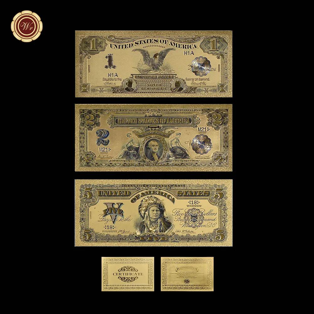 Conjunto de notas douradas raro america, 24k, edição 1899 e 1901, papel banhado a dinheiro, coleção de papel, presente de negócios - Image 1
