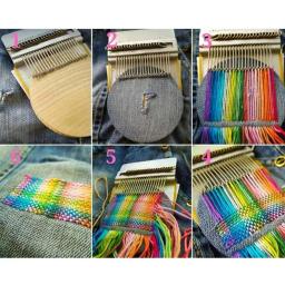 10/14/28 agulhas diy antigo pequeno tear darning máquina mini tecelagem loom mender tecer ferramenta fio mão tricô máquina - Image 5