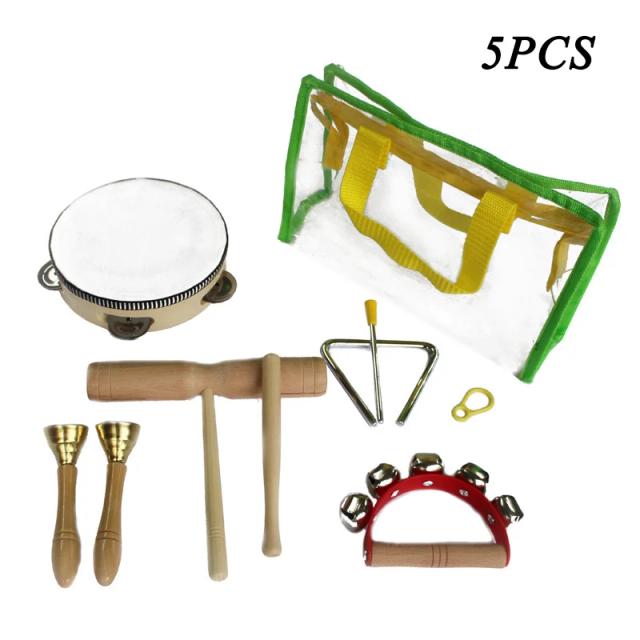 Percussão em Madeira para Crianças: Conjunto de Brinquedo com Sand Hammer Drum e Tubos Sonoros para Aprendizado Musical Iniciante