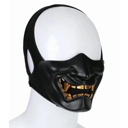 Crânio samurai paintball máscara meia face máscaras táticas wargame engrenagem traje de halloween cosplay máscara de caça - Image 1