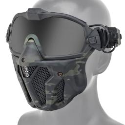 Máscara tática de proteção facial completa, óculos destacáveis de airsoft com sistema de ventilador antiembaçante, acessórios de paintball para motocross - Image 2