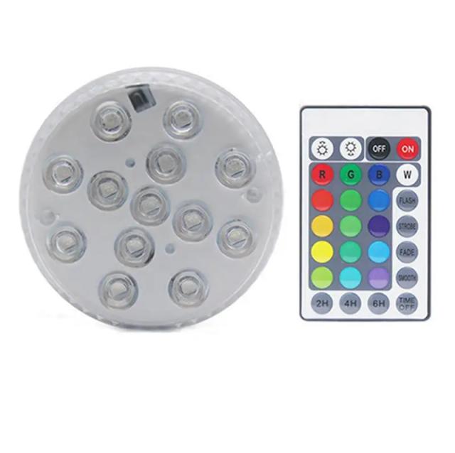 Lâmpada Submersível RGB com Controle Remoto e Ventosa para Piscinas e Aquários - 13 Luzes LED Decorativas