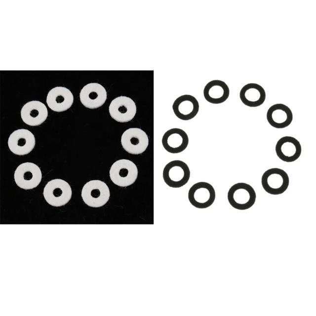 Conjunto de 20 Arruelas de Feltro para Trompete nas Cores Preto, Branco e Bronze 