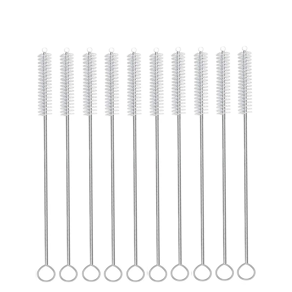 Kit Escova de limpeza para Palha, Tubo De Nylon, Aço Inoxidável, Escovas De Limpeza De Punho Longo, Limpador De Tubos, 10Pcs - Image 1