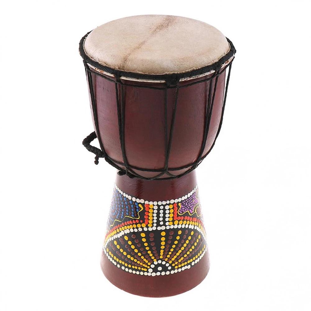 6 Polegada tambor de djembe africano profissional clássico pintura madeira pele cabra bom som tradicional instrumento musical tambor - Image 1