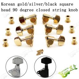 1 conjunto de acessórios e peças de corda de violão 3l 3r, ajuste de cordas com 90 ângulos, cabeças de máquina, para guitarra cromada, dourada e preta - Image 1