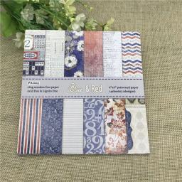 24 folhas de 6 "x6" azul e vermelho fundo jardim padrão de papel scrapbooking pacote de papel artesanal artesanato papel almofada de fundo artesanal - Image 1