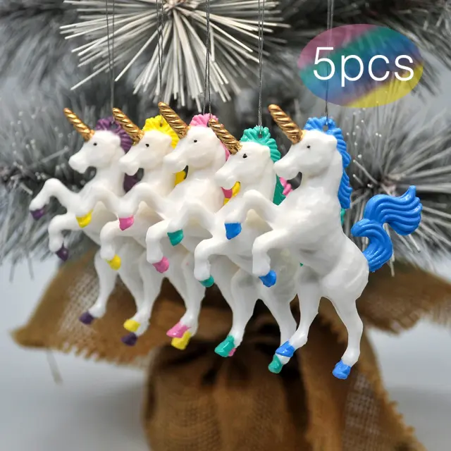 Amuleto de Unicórnio Multicolorido para Decoração de Natal e Festas de Ano Novo 2020