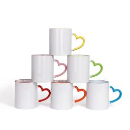 Sublimação Em Branco Caneca De Cerâmica, Coração De Cor, Copos De Alça Redonda, Presente Criativo, DIY, Personalizar A Imagem Do Logotipo - Image 2