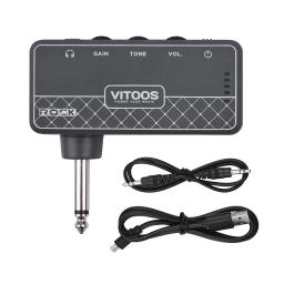 VITOOS-ROCK guitarra fone de ouvido amp 1/4 Polegada plug 3.5mm fone de ouvido jack & aux in com volume de ganho built-in bateria recarregável - Image 2