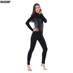 Roupa de mergulho feminina de neoprene, macacão de neoprene preto elástico 2mm, roupa de mergulho, traje de banho longo, peça única, forte, quente, surf, praia - Image 3