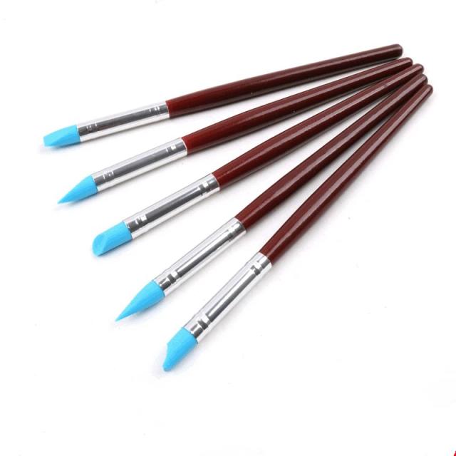 Conjunto de 5 Pincéis de Borracha Silicone para Pintura a Óleo, Aquarela e Escultura em Argila