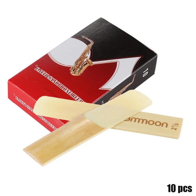 Palhetas de Bambu Ammoon para Saxofone Eb Alto - Conjunto com 10 Peças, 2.5 Força, Acessórios para Instrumentos de Sopro