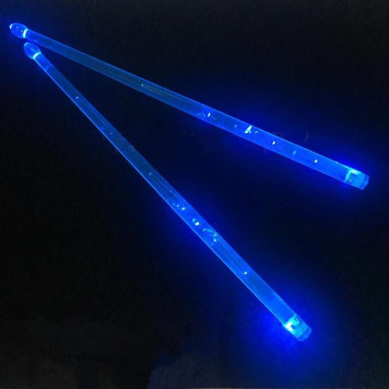 2 pçs/lote baquetas 5a led material de polímero tambor vara noctilucente brilho no escuro desempenho palco luminoso jazz baquetas - Image 1