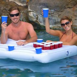 Mesa inflável de cerveja pong, flutuador de piscina, jangada divertida, flutuador de piscina, festa aquática, colchão de ar, 28 copos, novo, 2021 - Image 4