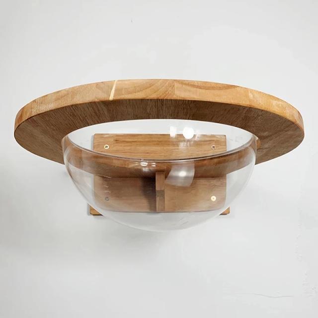 Cápsula Espacial Transparente para Gatos: Escalada em Madeira, Cama Confortável e Casa de Parede para Seu Pet