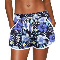 Shorts esportivos florais femininos, calção de praia com bolsos, calção de banho feminino, roupas de ginástica, roupas esportivas fitness, verão - Image 6