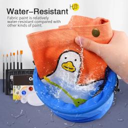 COLORIDO-Conjunto de tinta de tecido para roupas, Conjunto com 6 pincéis, 1 paleta, 12 cores permanentes têxteis, Kit de pintura inchada para sapatos, lona - Image 4