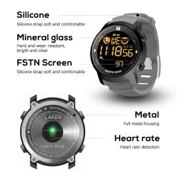NORTH EDGE-Relógio Inteligente Impermeável para Homens, Monitor de Freqüência Cardíaca, 50m, Natação, Corrida, Esportes, Pedômetro, Cronômetro, Smartwatch, Android, IOS - Image 3