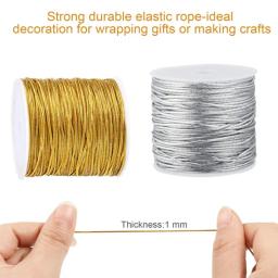 20 metros/rolo ouro prata cabo elástico redondo alta elástica metálico enfeites corda para o natal diy embalagem artesanato roupas tag - Image 2